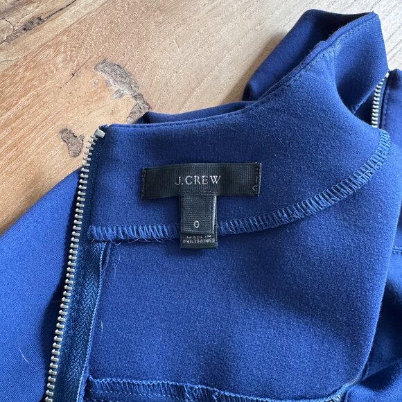 J Crew Structured Knit Zip Sheath Dress (Blue / 0) (Style B6128) - Picture 5 of 5